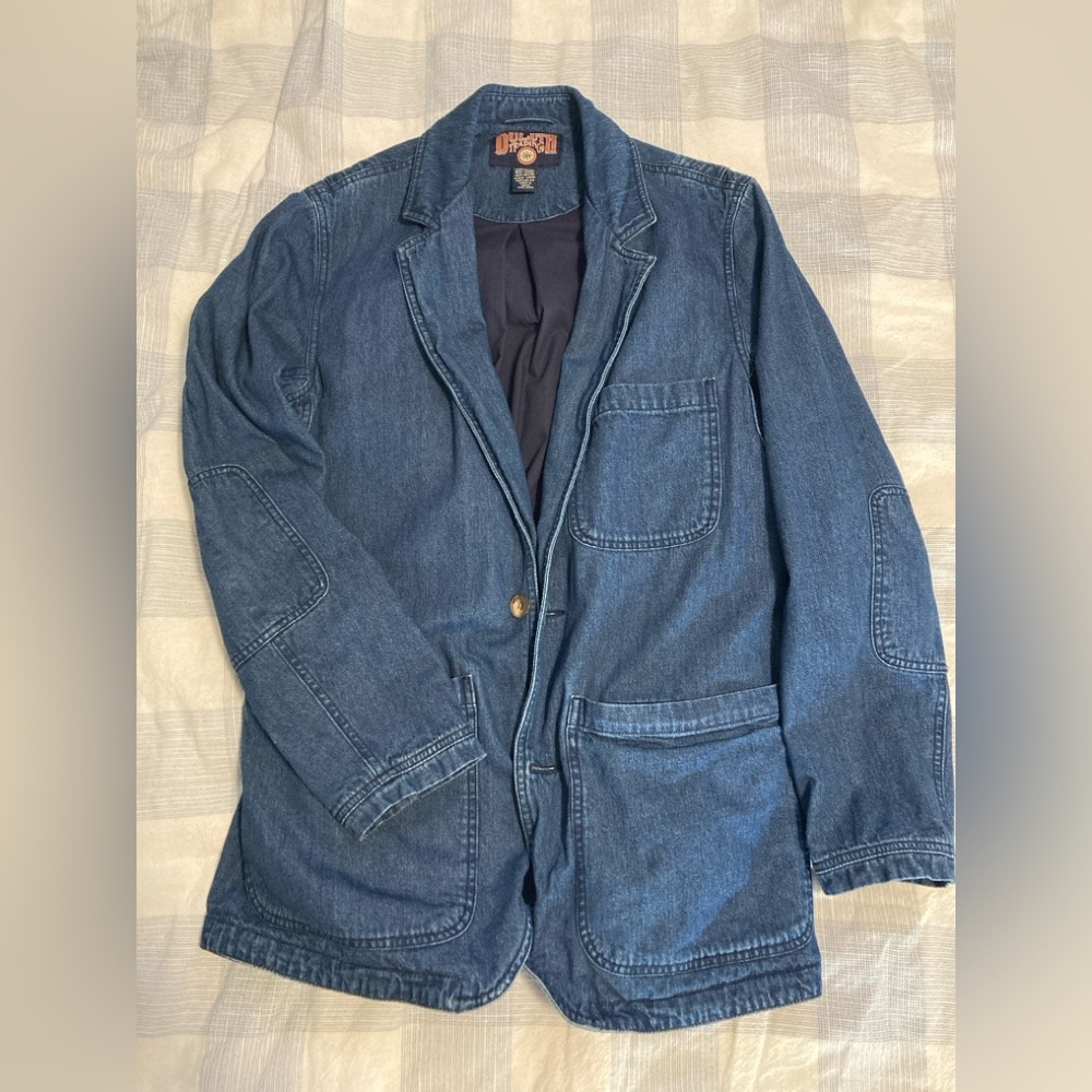 Duluth Trading Denim Work Jacket Blazer Size Medium Tall